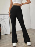 Shein Solid Ribbed Flared Leg Pants