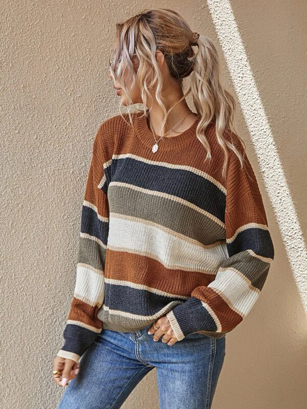 Shein Striped Pattern Oversized Sweater