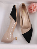 SHEIN Two Tone Point Toe Heeled Court Pumps, Multicolor Elegant Color Blocking Women's High Heel Single Shoes