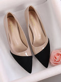 SHEIN Two Tone Point Toe Heeled Court Pumps, Multicolor Elegant Color Blocking Women's High Heel Single Shoes