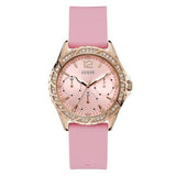 Guess Multifunction Pink Silicone Strap Rose Gold Dial Quartz Watch for Ladies - U0032L9