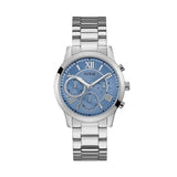 Guess Classic Silver Stainless Steel Blue Dial Chronograph Quartz Watch for Ladies - U1070L4