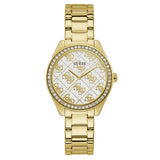 Guess Sugar Gold Stainless Steel White Dial Quartz Watch for Ladies - GW0001L2