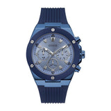 Guess Blue Silicone Strap Blue Dial Chronograph Quartz Watch for Gents - W0057G3