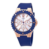 Guess Overdrive Blue Silicone Strap White Dial Chronograph Quartz Watch for Ladies - W0149L5
