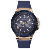 Guess Rigor Blue Silicone Strap Blue Dial Quartz Watch for Gents - W0247G3