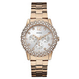 Guess Dazzler Rose Gold Stainless Steel Silver Dial Quartz Watch for Ladies - W0335L3