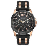 Guess Oasis Black Silicone Strap Black Dial Quartz Watch for Gents - W0366G3