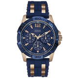 Guess Oasis Blue Silicone Strap Blue Dial Quartz Watch for Gents - W0366G4