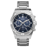 Guess Jolt Silver Stainless Steel Blue Dial Chronograph Quartz Watch for Gents - W0377G2