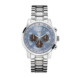 Guess Horizon Silver Stainless Steel Light Blue Dial Chronograph Quartz Watch for Gents - W0379G6