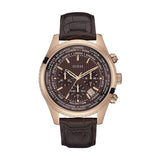 Guess Pursuit Brown Leather Strap Brown Dial Chronograph Quartz Watch for Gents - W0500G3