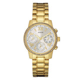 Guess Park Ave Gold Stainless Steel Silver Dial Chronograph Quartz Watch for Ladies - W0636L3