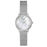 Guess Chelsea Silver Mesh Bracelet Mother of pearl Dial Quartz Watch for Ladies - W0647L1