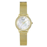 Guess Chelsea Gold Mesh Bracelet Mother of pearl Dial Quartz Watch for Ladies - W0647L3