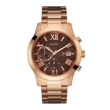Guess Atlas Gold Stainless Steel Brown Dial Chronograph Quartz Watch for Gents - W0668G1