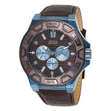 Guess Force Brown Leather Strap Brown Dial Quartz Watch for Gents - W0674G5