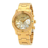 Guess Confetti Gold Stainless Steel Multi Color Dial Chronograph Quartz Watch for Ladies - W0774L5