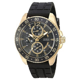 Guess Jet Black Silicone Strap Black Dial Quartz Watch for Gents - W0798G3