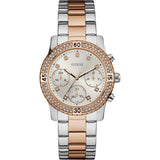Guess Confetti Two-tone Stainless Steel Silver Dial Chronograph Quartz Watch for Ladies - W0851L3