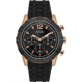 Guess Caliber Black Silicone Strap Black Dial Chronograph Quartz Watch for Gents - W0864G2