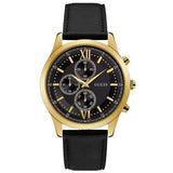 Guess Hudson Black Leather Strap Black Dial Chronograph Quartz Watch for Gents - W0876G5