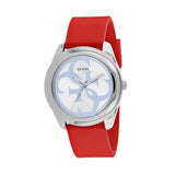 Guess G-Twist Red Silicone Strap Silver Dial Quartz Watch for Ladies - W0911L9