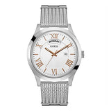 Guess Metropolitan Silver Mesh Bracelet White Dial Quartz Watch for Gents - W0923G1
