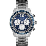 Guess Fleet Silver Stainless Steel Blue Dial Chronograph Quartz Watch for Gents - W0969G1