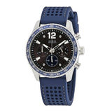 Guess Fleet Blue Silicone Strap Black Dial Chronograph Quartz Watch for Gents - W0971G2