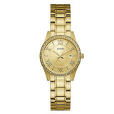 Guess Greenwich Gold Stainless Steel Gold Dial Quartz Watch for Ladies - W0985L2