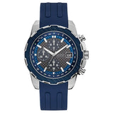 Guess Octane Blue Silicone Strap Grey Dial Chronograph Quartz Watch for Gents - W1047G2