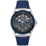 Guess Legacy Blue Silicone Strap Grey Dial Quartz Watch for Gents - W1049G1
