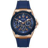 Guess Legacy Blue Silicone Strap Blue Dial Quartz Watch for Gents - W1049G2