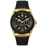 Guess Legacy Black Silicone Strap Black Dial Quartz Watch for Gents - W1049G5