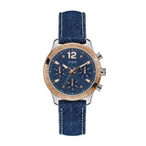 Guess Sport Marina Blue Denim Strap Blue Dial Chronograph Quartz Watch for Ladies - W1057L1
