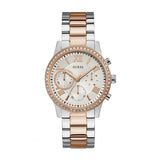 Guess Solar Two-tone Stainless Steel Silver Dial Chronograph Quartz Watch for Ladies - W1069L4