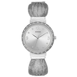 Guess Chiffon Silver Stainless Steel Silver Dial Quartz Watch for Ladies - W1083L1