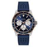 Guess Odyssey Blue Silicone Strap Blue Dial Quartz Watch for Gents - W1108G4