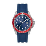 Guess Crew Blue Silicone Strap Blue Dial Quartz Watch for Gents - W1109G2