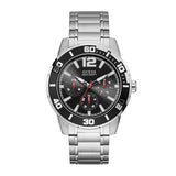 Guess Trek Silver Stainless Steel Black Dial Quartz Watch for Gents - W1249G1