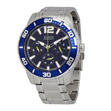 Guess Trek Silver Stainless Steel Blue Dial Quartz Watch for Gents - W1249G2