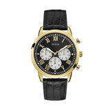 Guess Hendrix Black Leather Strap Black Dial Chronograph Quartz Watch for Gents - W1261G3