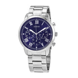 Guess Hendrix Silver Stainless Steel Blue Dial Chronograph Quartz Watch for Gents - W1309G1