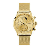 Guess Porter Gold Mesh Bracelet Gold Dial Chronograph Quartz Watch for Gents - W1310G2