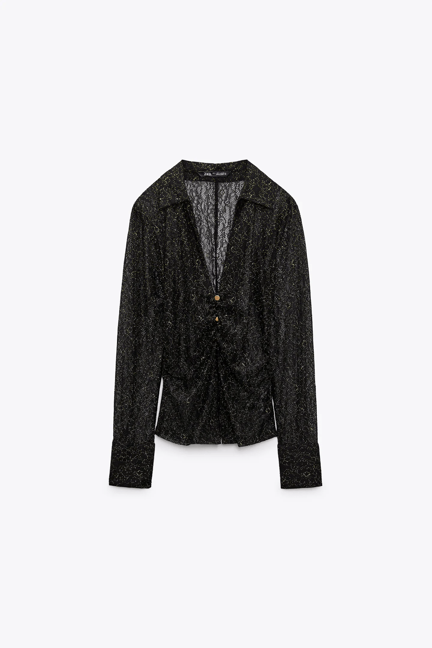 Zara Lace Shirt With Gold Buttons