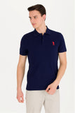 USPA Men's Navy Blue Basic Polo Neck T-Shirt