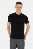 USPA Men's Black Basic Polo Neck T-Shirt