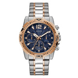 Guess Commander Two-tone Stainless Steel Blue Dial Chronograph Quartz Watch for Gents - GW0056G5