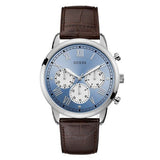 Guess Hendrix Brown Leather Strap Blue Dial Chronograph Quartz Watch for Gents - W1261G2